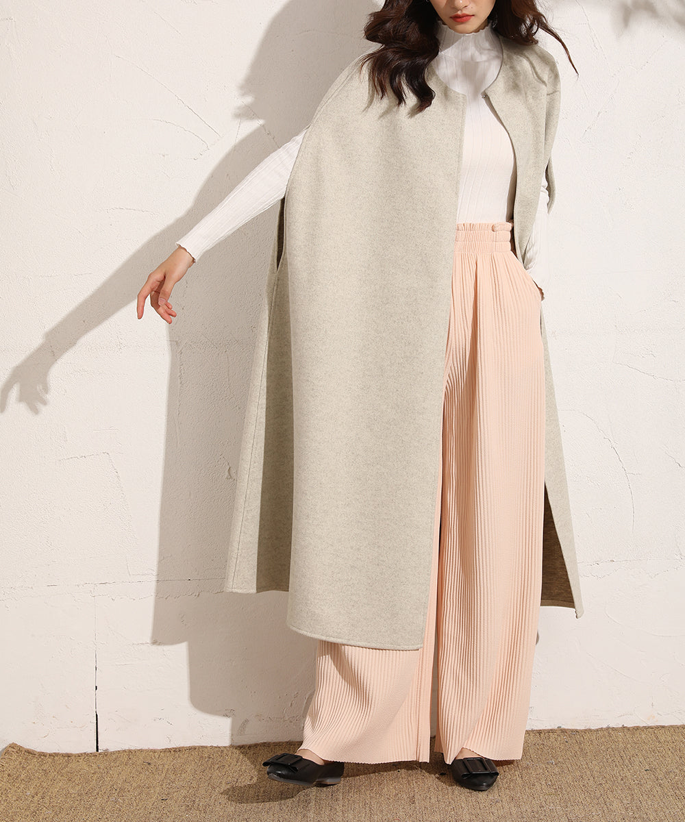 メゾンドラティール maison de LATIR ノースリーブミドル丈コート ベスト・ジレ (ブラウン) ブラウン