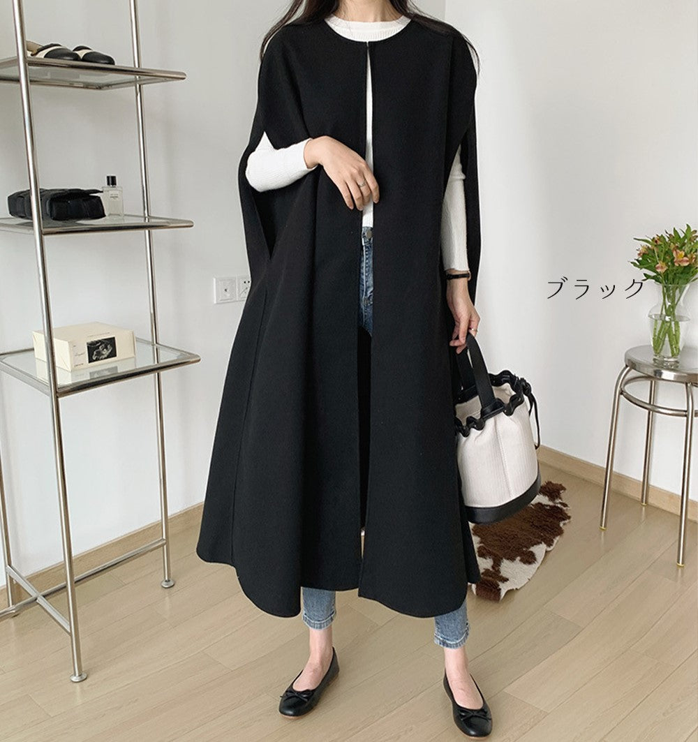 メゾンドラティール maison de LATIR ノースリーブミドル丈コート ベスト・ジレ (ブラック) ブラック