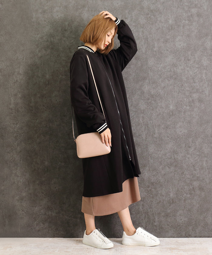 Martha MARTHA Varsity Jacket Style Cardboard Knit One-Piece Dress