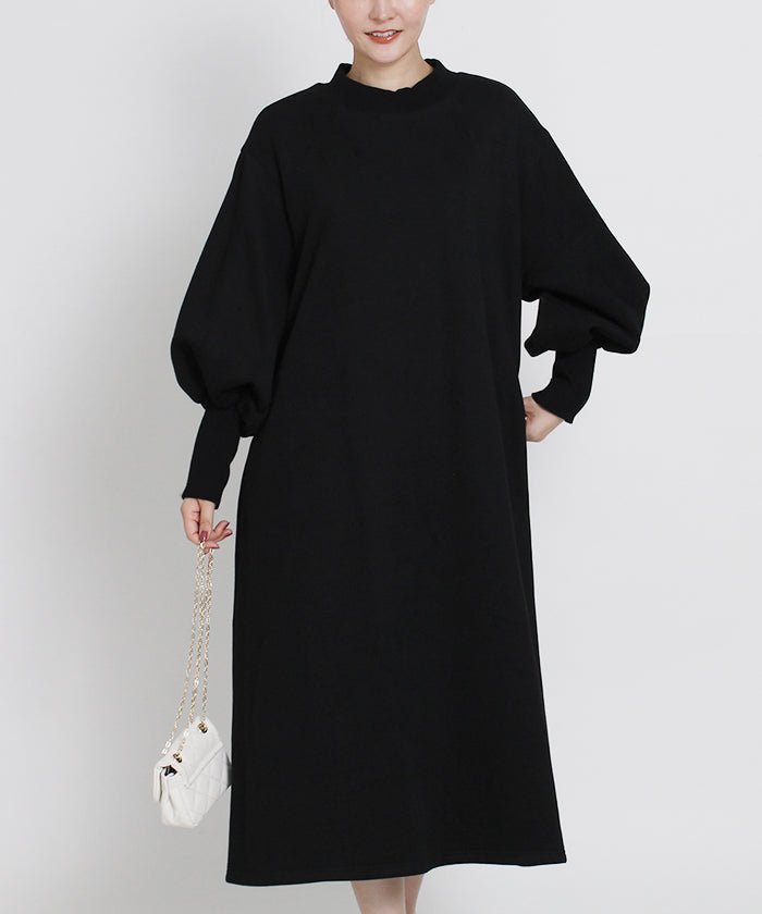 Martha MARTHA Fleece-Lined Bishop Sleeve Dress