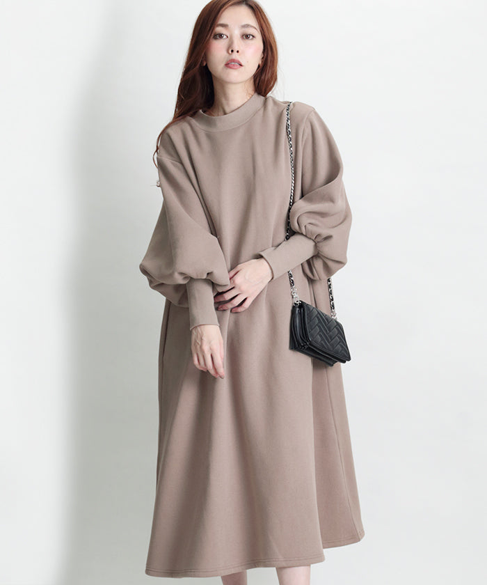 Martha MARTHA Fleece-Lined Bishop Sleeve Dress