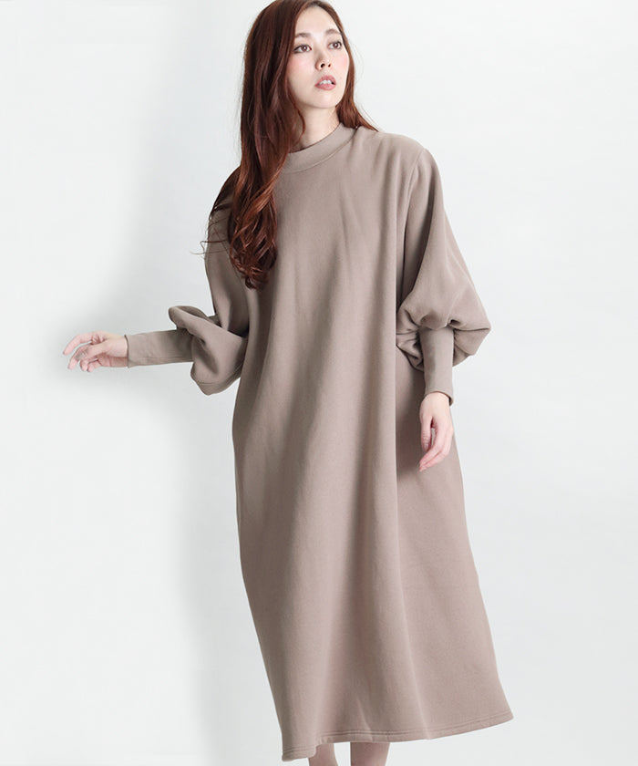 Martha MARTHA Fleece-Lined Bishop Sleeve Dress