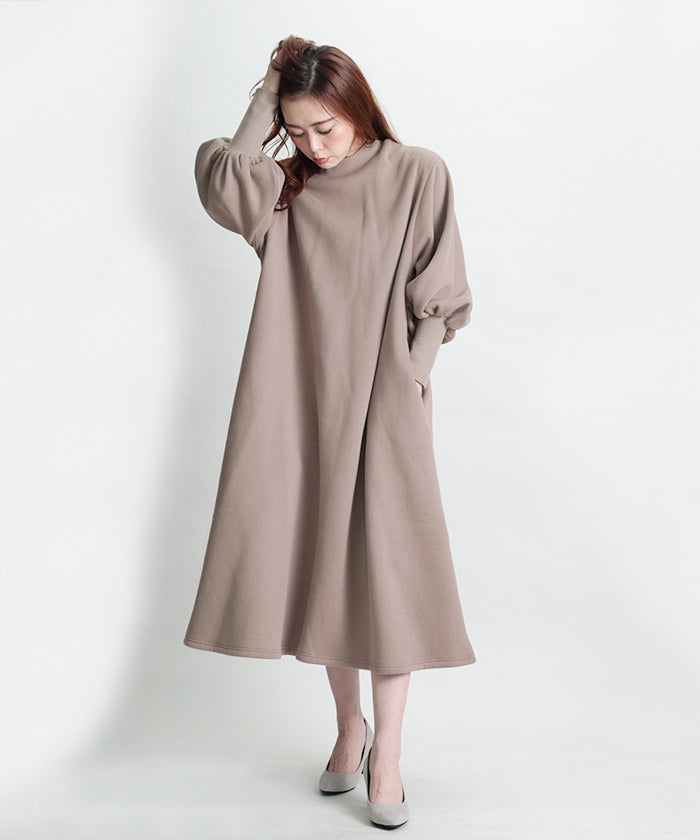 Martha MARTHA Fleece-Lined Bishop Sleeve Dress