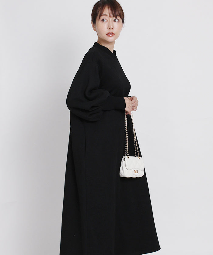 Martha MARTHA Fleece-Lined Bishop Sleeve Dress