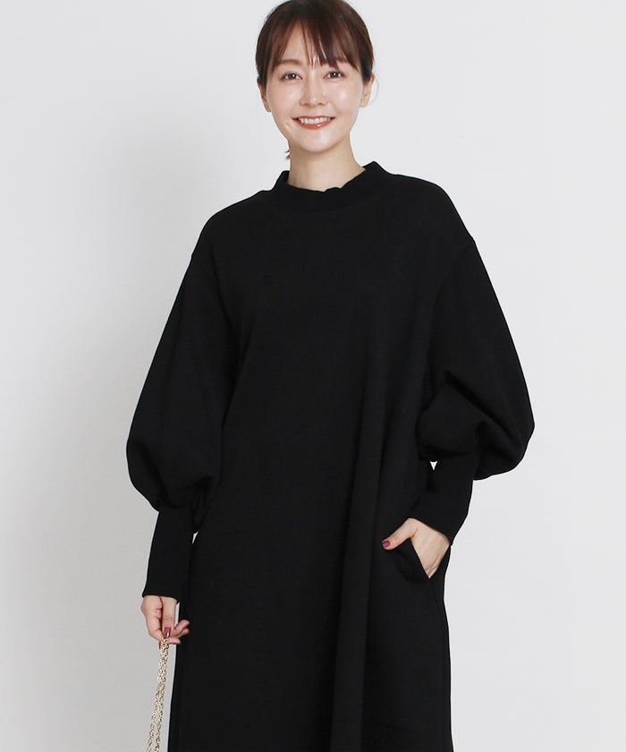 Martha MARTHA Fleece-Lined Bishop Sleeve Dress