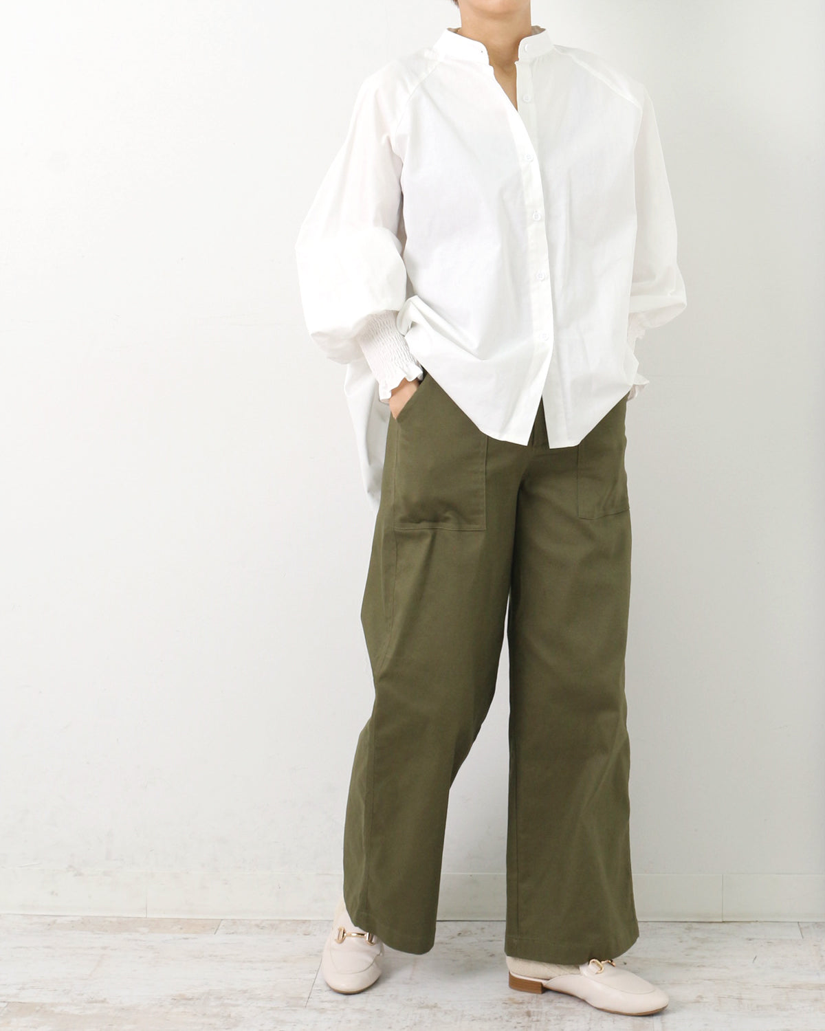 マーサ MARTHA ワイドベイカーパンツ (カーキ) カーキ