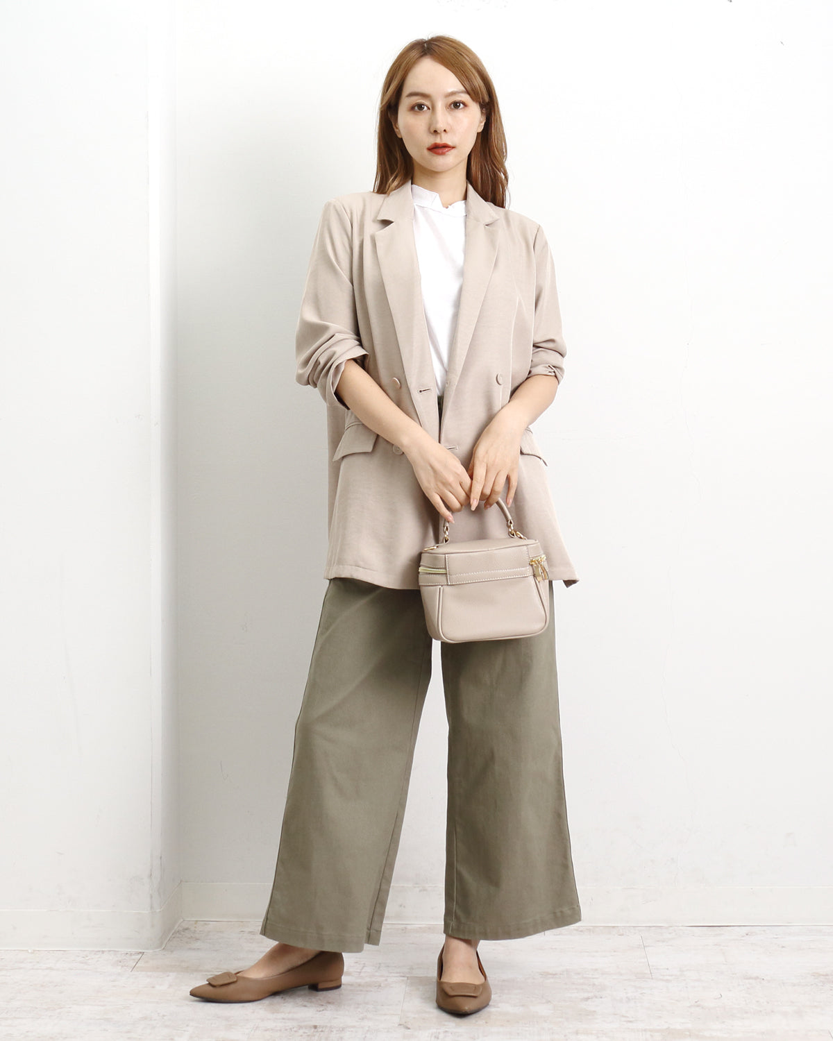 マーサ MARTHA ワイドベイカーパンツ (ライトカーキ) ライトカーキ