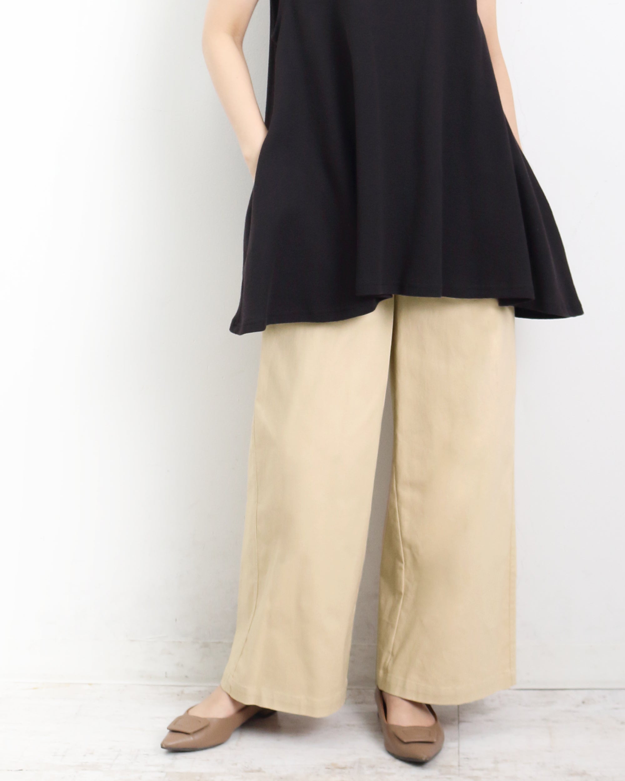 マーサ MARTHA ワイドベイカーパンツ (ライトベージュ) ライトベージュ