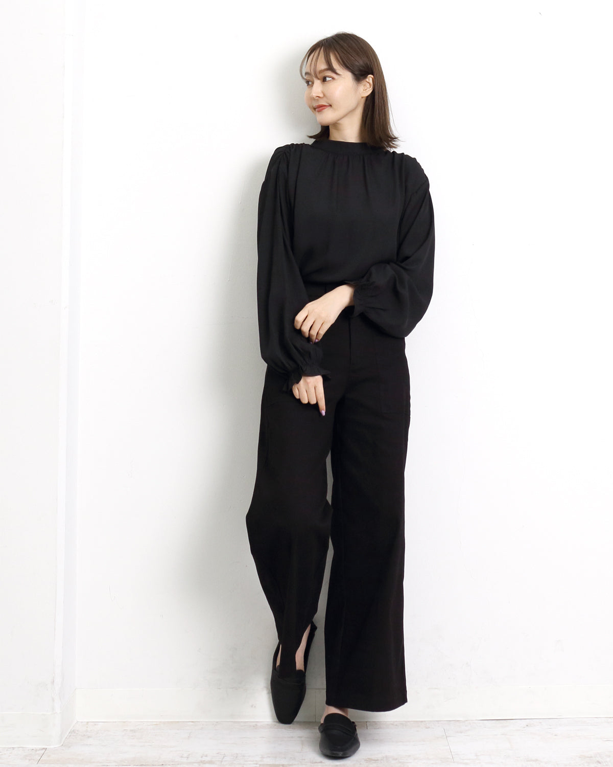 マーサ MARTHA ワイドベイカーパンツ (ブラック) ブラック