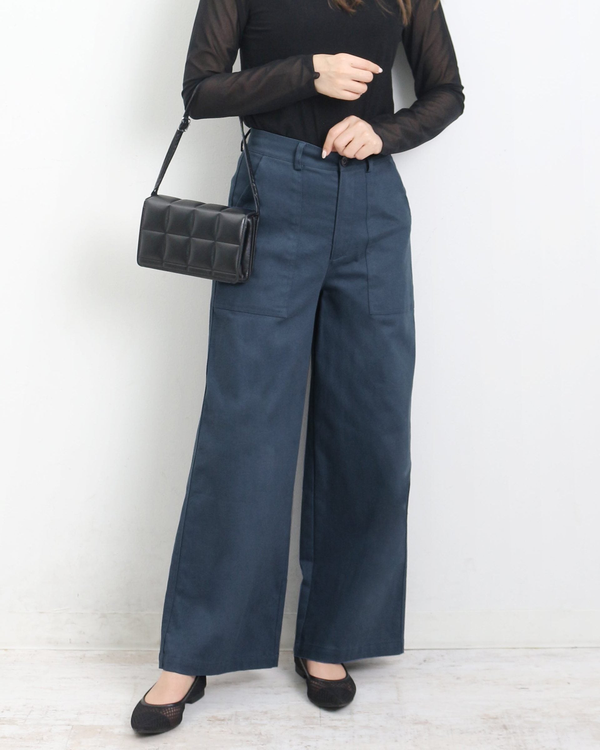 マーサ MARTHA ワイドベイカーパンツ (ネイビー) ネイビー