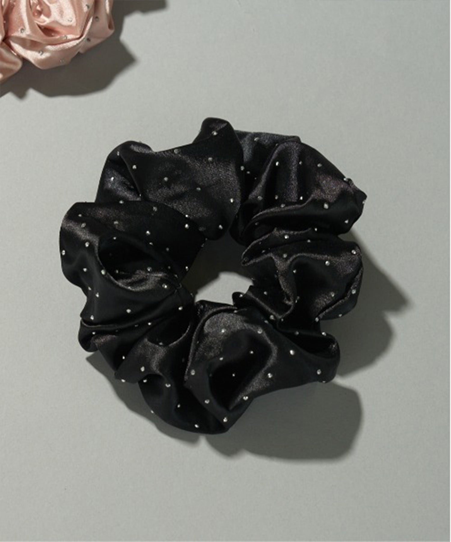 マガジンデモードシュシュ MAGASIN DE MODE Chou Chou シュシュ ドット柄 ビッグ カラー ヘアゴム ヘアポニー OSWY (ブラック) ブラック