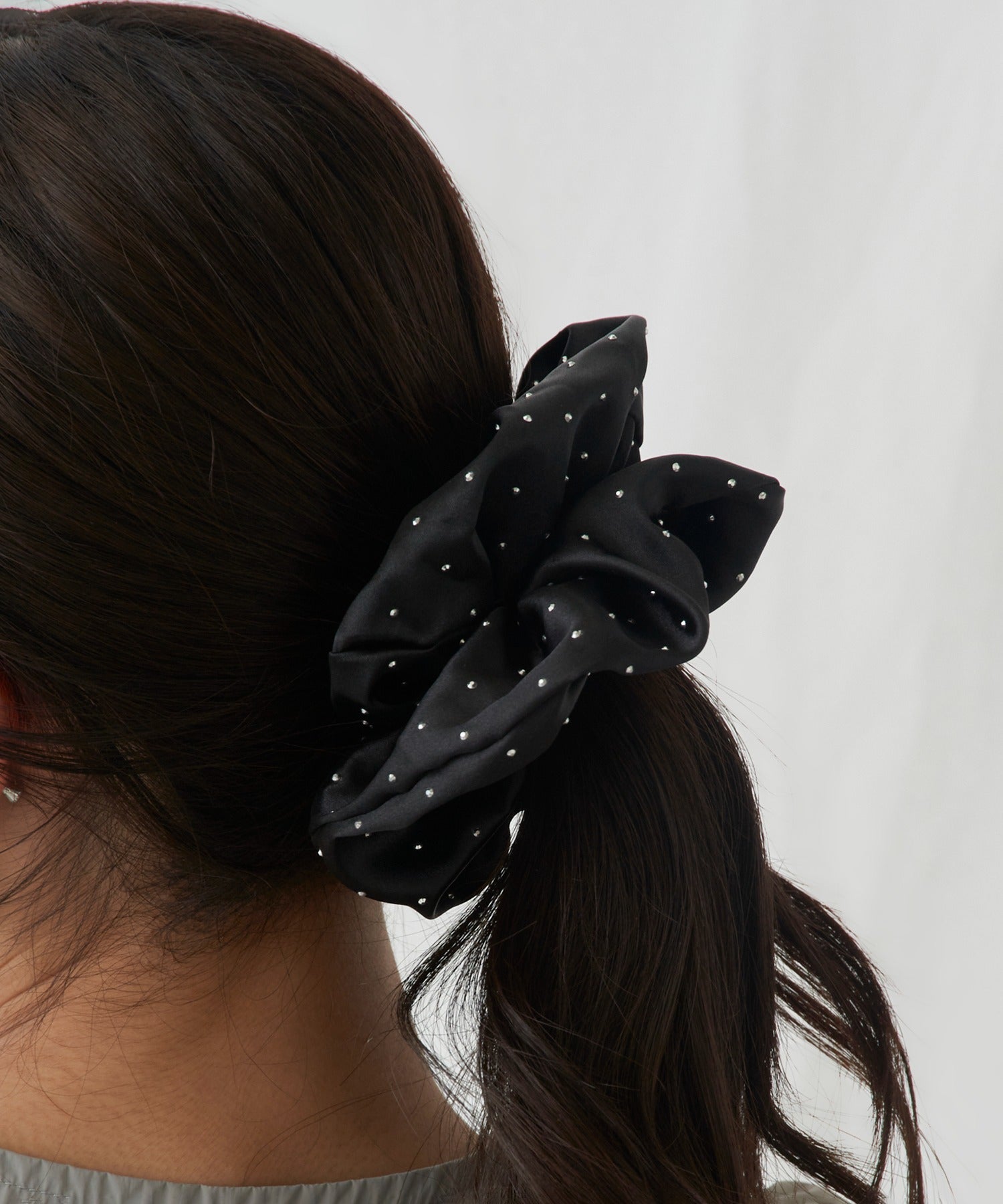 マガジンデモードシュシュ MAGASIN DE MODE Chou Chou シュシュ ドット柄 ビッグ カラー ヘアゴム ヘアポニー OSWY (ブラック) ブラック