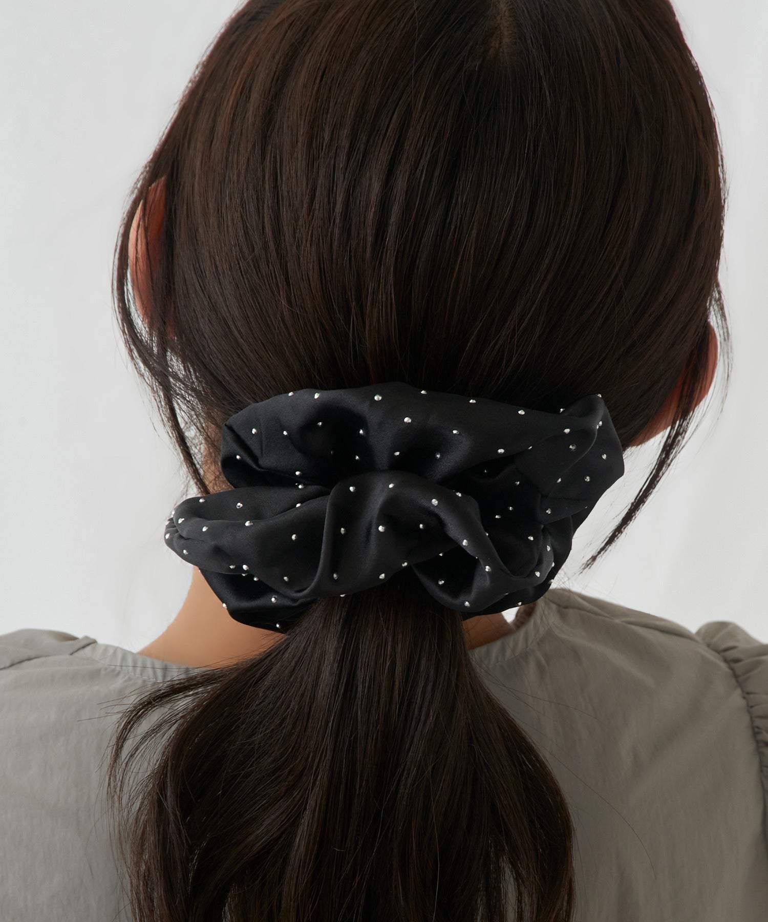 マガジンデモードシュシュ MAGASIN DE MODE Chou Chou シュシュ ドット柄 ビッグ カラー ヘアゴム ヘアポニー OSWY (ブラック) ブラック