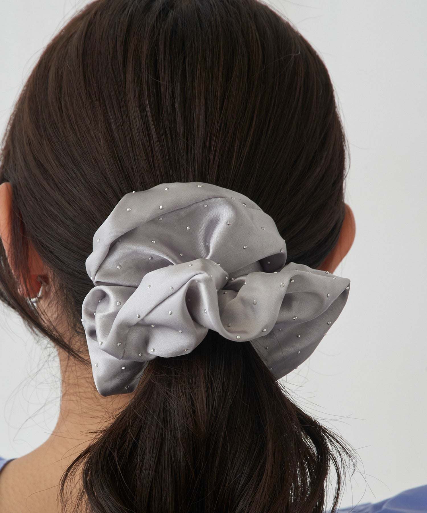 マガジンデモードシュシュ MAGASIN DE MODE Chou Chou シュシュ ドット柄 ビッグ カラー ヘアゴム ヘアポニー OSWY (グレー) グレー