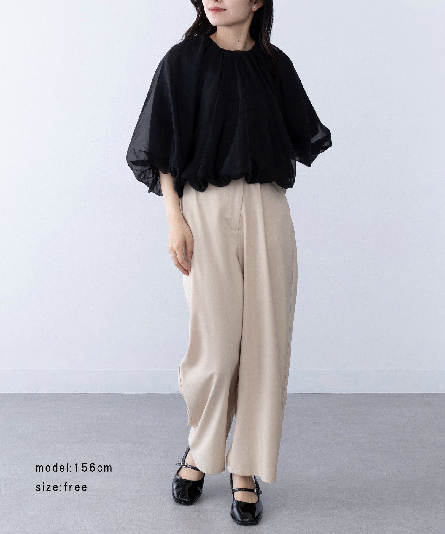 マガジンデモードシュシュ MAGASIN DE MODE Chou Chou オーガンジーバルーンショートブラウス trc (ブラック) ブラック