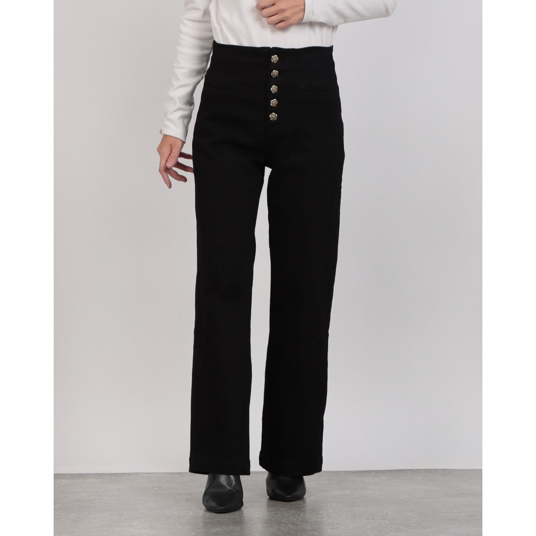 メゾンオナド MAISON ONADO ローズボタンアップパンツ (BLACK) BLACK