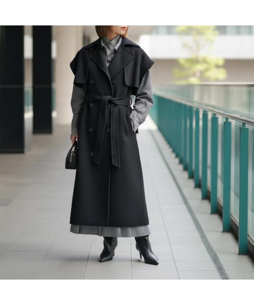 MAISON de R 2way リバーコート 259213 ウール (19/ブラック) 19/ブラック