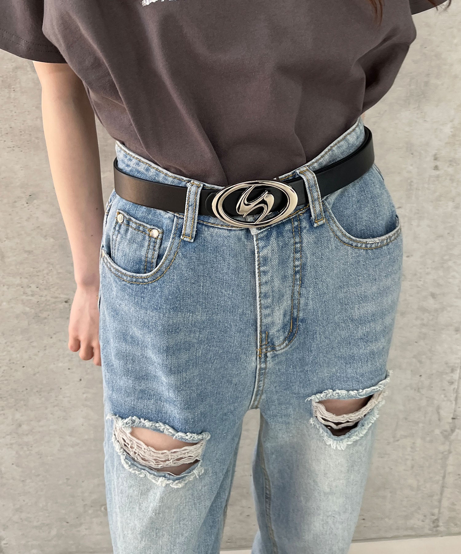 ミージェーン me Jane ロゴバックルベルト (ブラック) ブラック