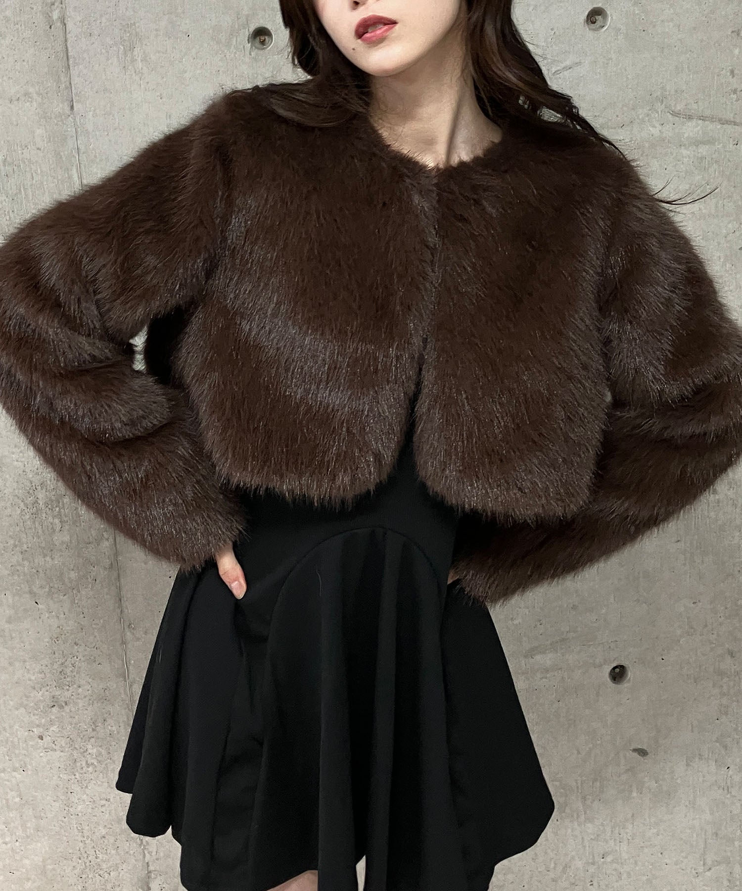 ミージェーン me Jane フェイクファーショート丈コート