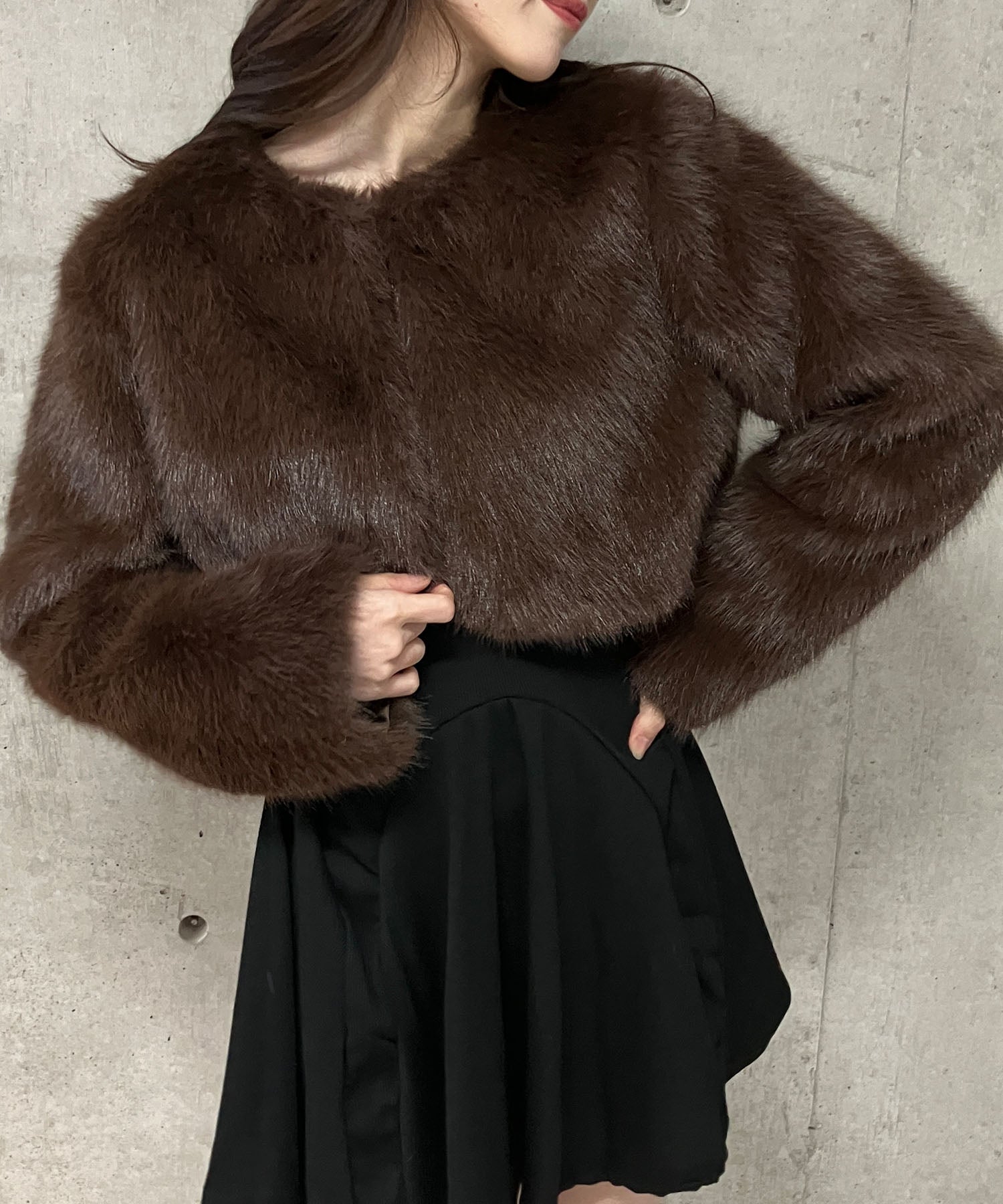 ミージェーン me Jane フェイクファーショート丈コート