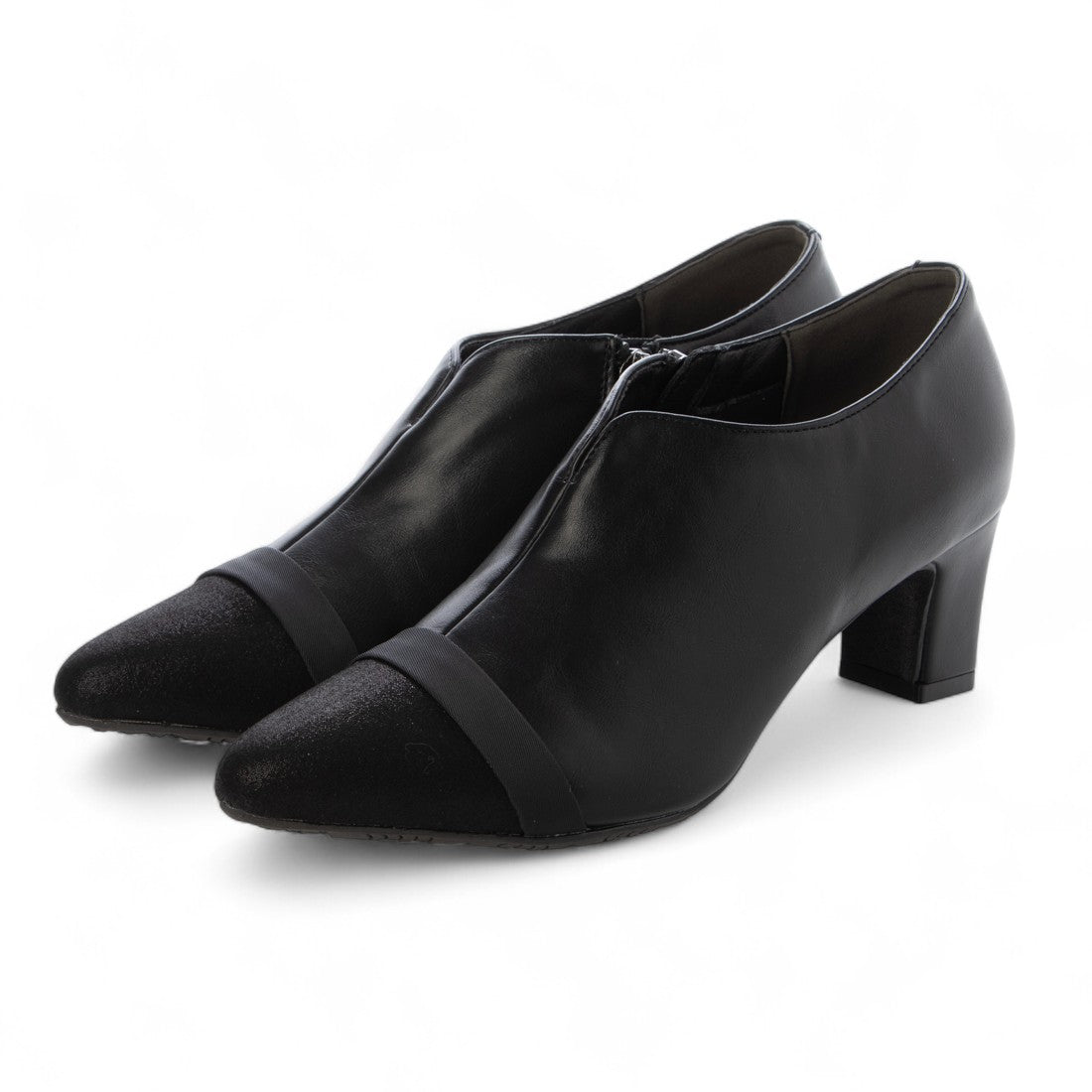 メタルルージュ Metal Rouge トゥキャップ付きコンビ素材ブーティ MR5325 (ブラック/コンビ) ブラック/コンビ