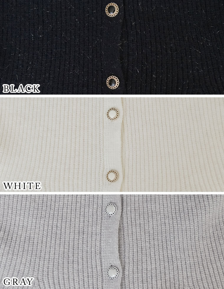 ミズム MEISM 畦編みペプラムラメニットカーディガン (ホワイト) ホワイト