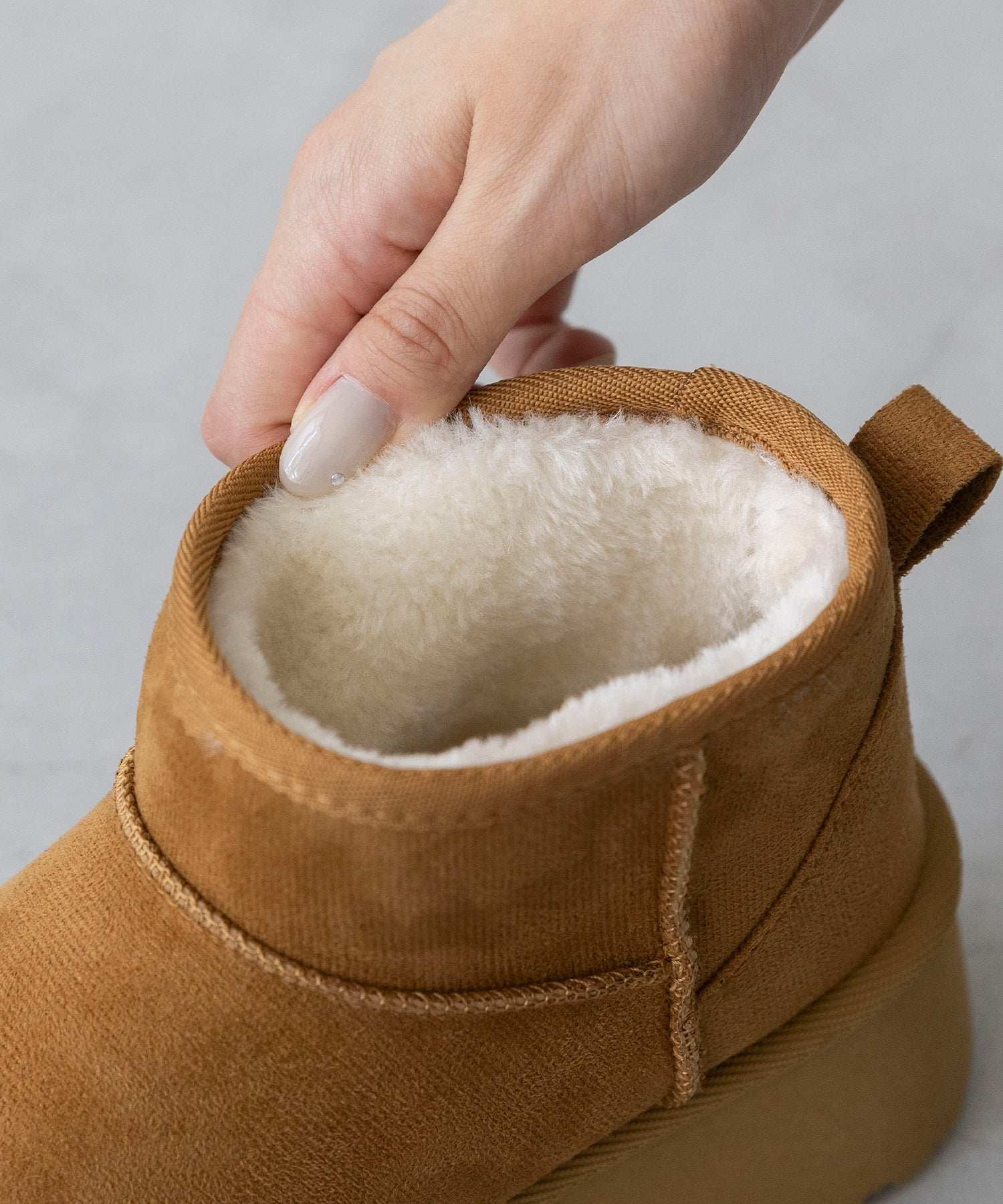 メヌエ Menue 厚底ヒール ショート ムートンブーツ (3080キャメルSD) 3080キャメルSD