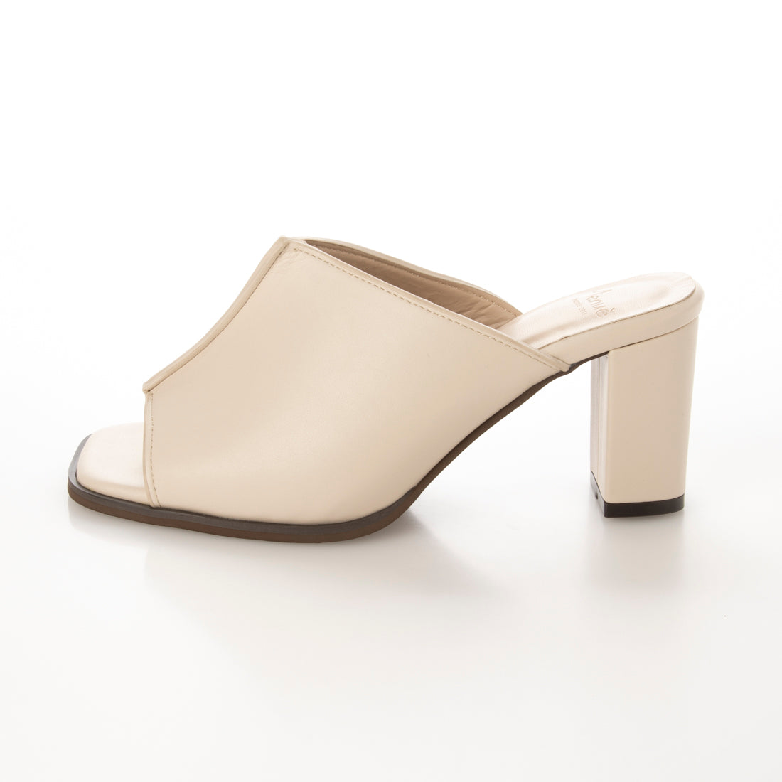 メヌエ Menue スクエアトゥセンターシーム7cmヒールミュール