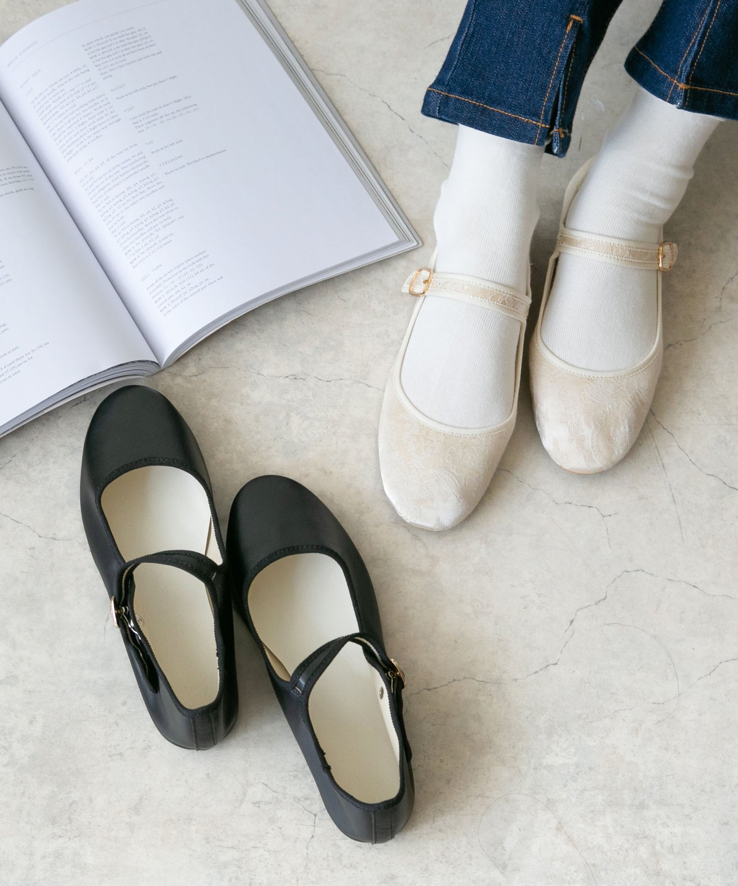 メヌエ Menue ふわカル ストラップ バレエシューズ(1020ブラックpu) 1020ブラックpu