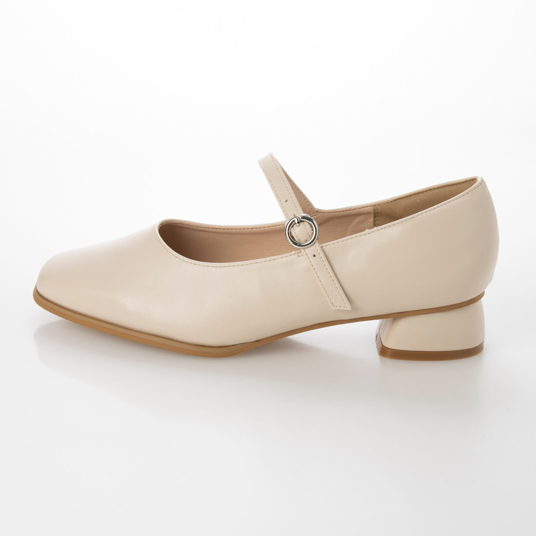 メヌエ Menue スクエアトゥストラップパンプス (1001アイボリーPU) 1001アイボリーPU