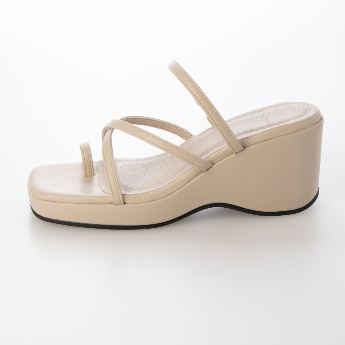 メヌエ Menue 厚底ナローストラップサンダル (1002ナチュラルPU) 1002ナチュラルPU