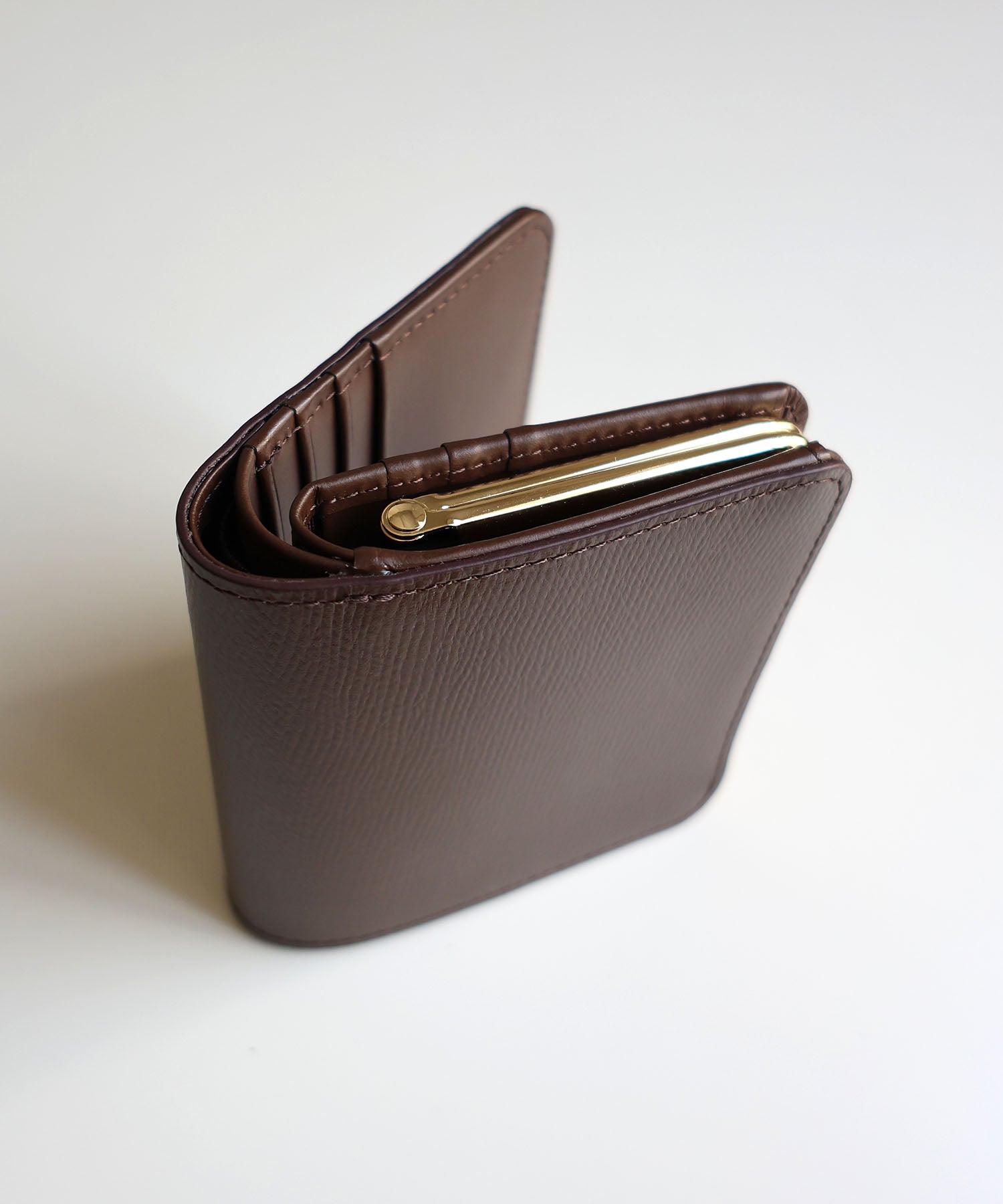 ミアン MIAN 【本革/コンパクト/がまぐち】KERRIA / 国産牛革 がま口二つ折り財布 (ダークブラウン) ダークブラウン