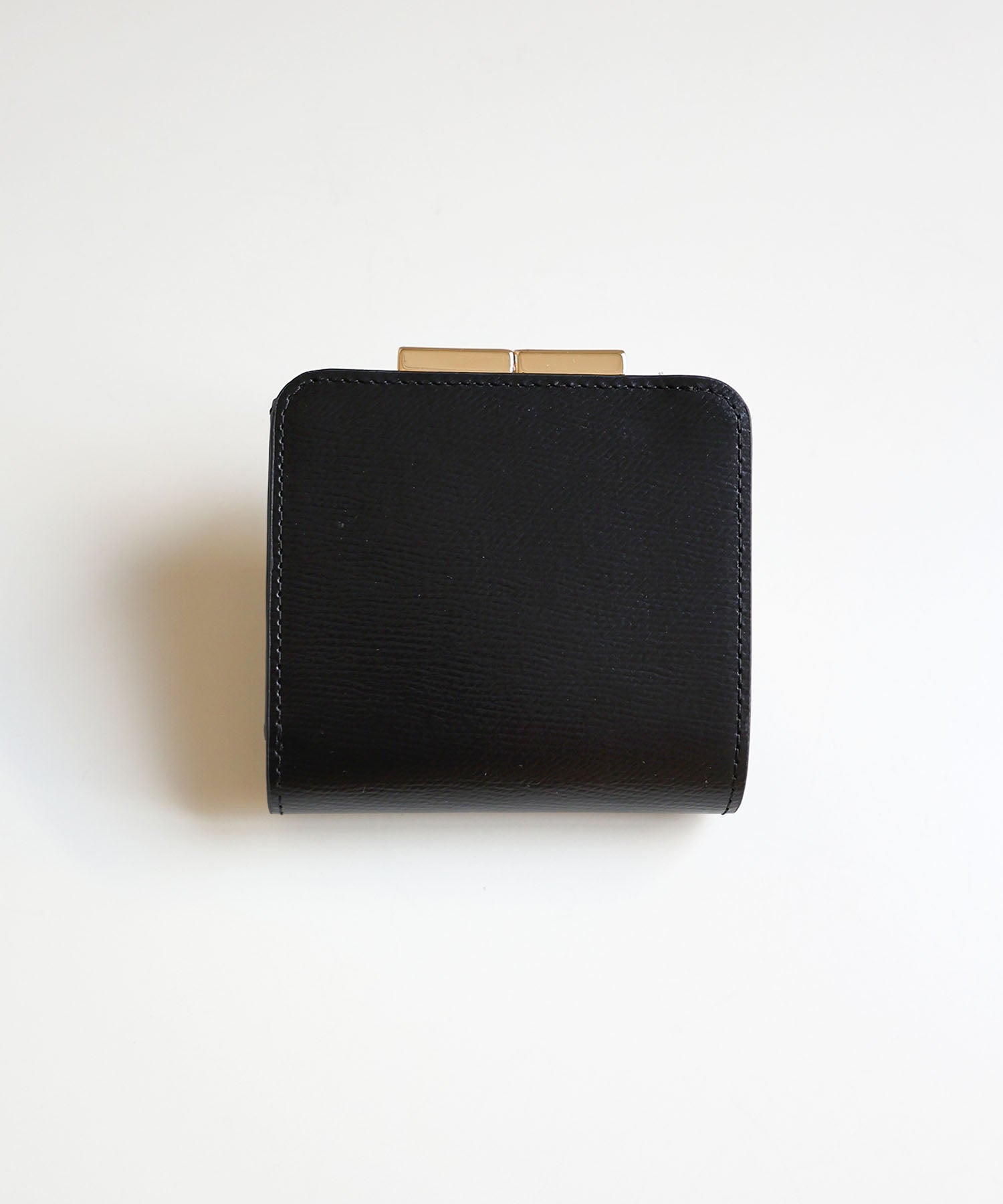 ミアン MIAN 【本革/コンパクト/がまぐち】KERRIA / 国産牛革 がま口二つ折り財布 (ブラック×ブラック) ブラック×ブラック