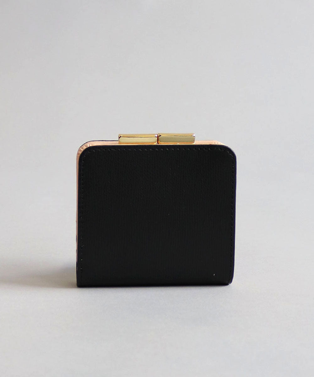 ミアン MIAN 【本革/コンパクト/がまぐち】KERRIA / 国産牛革 がま口二つ折り財布 (ブラック) ブラック