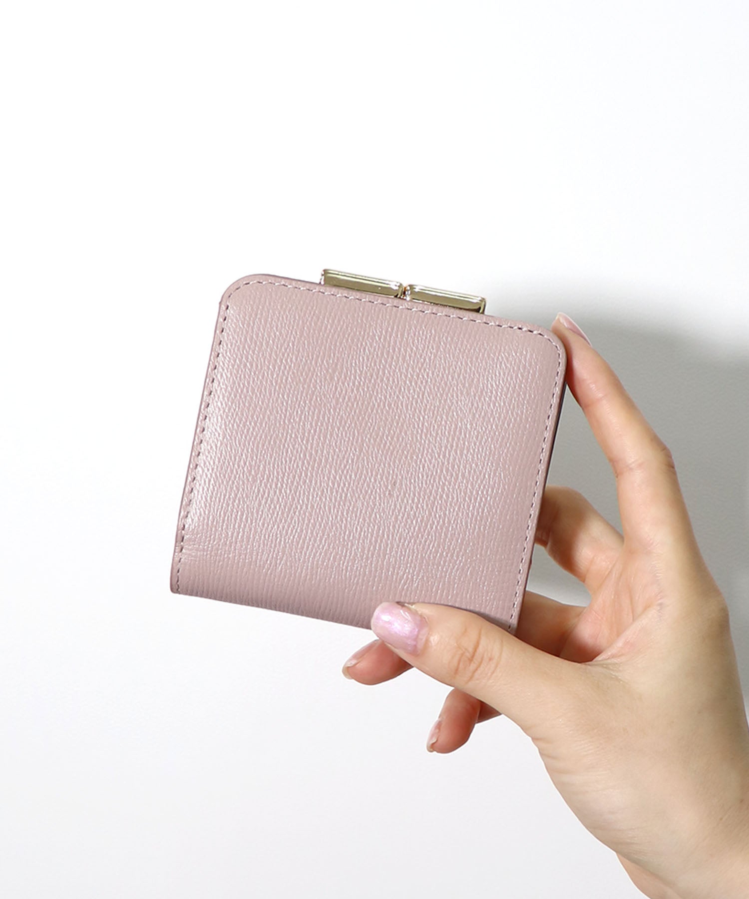 ミアン MIAN 【本革/コンパクト/がまぐち】KERRIA / 国産牛革 がま口二つ折り財布 (ピンク) ピンク