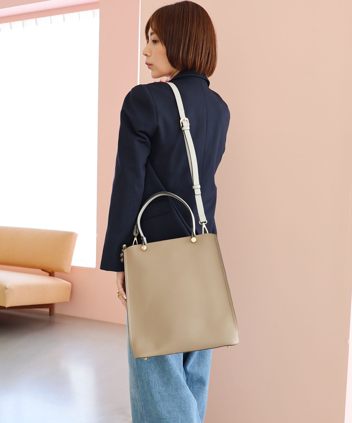 ミアン MIAN 【お仕事/シーズンレス/2way】CLIVIA / 縦型A4トートバッグ (モカ) モカ