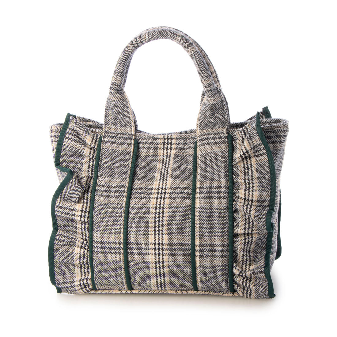 MIAN Tweed Check Frill Tote Bag
