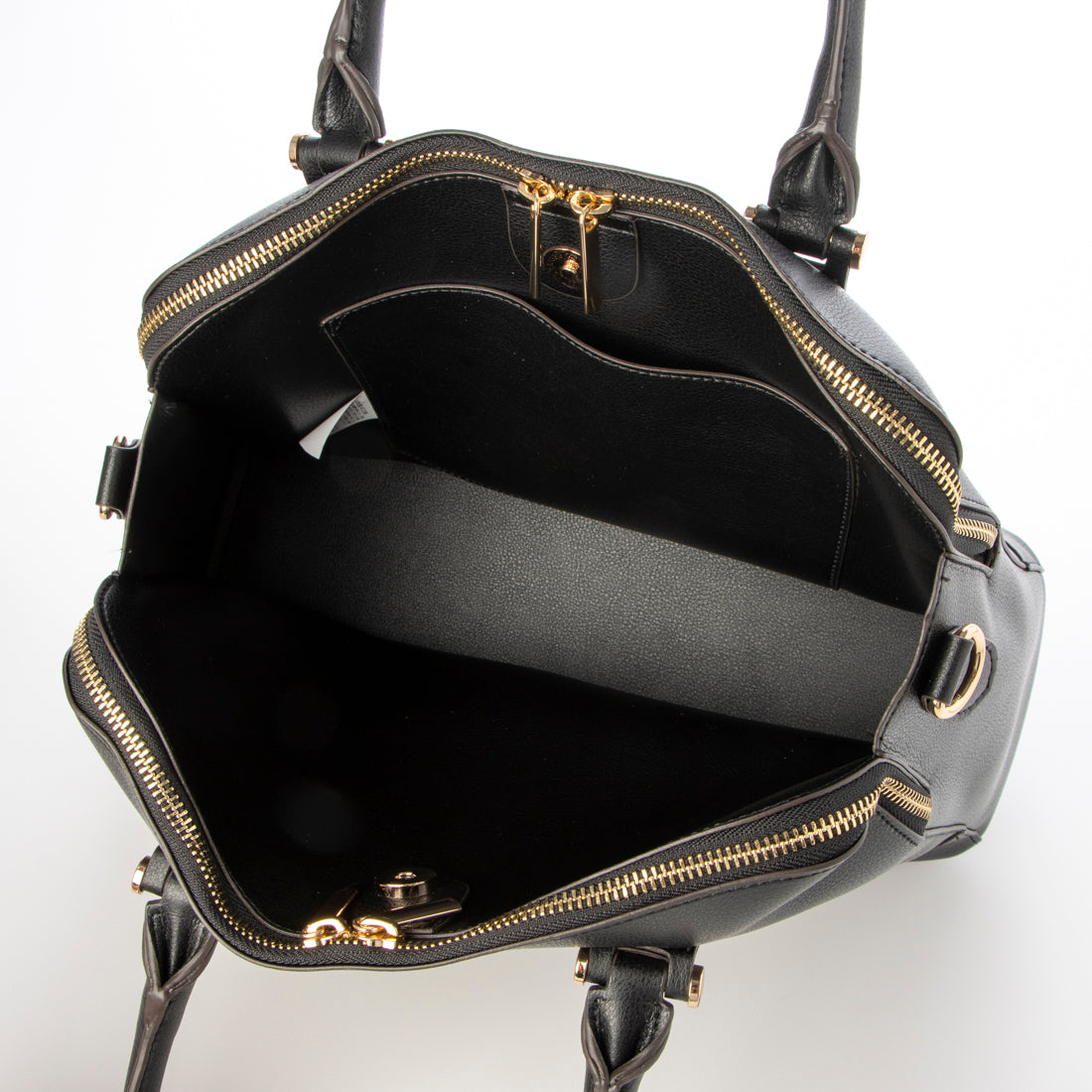 ミアン MIAN 【お仕事/シーズンレス】ダブルジップトートバッグ (ブラック) ブラック