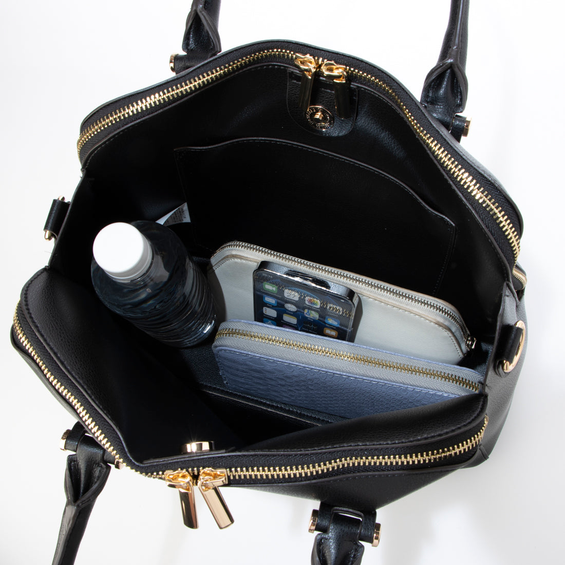 ミアン MIAN 【お仕事/シーズンレス】ダブルジップトートバッグ (ブラック) ブラック