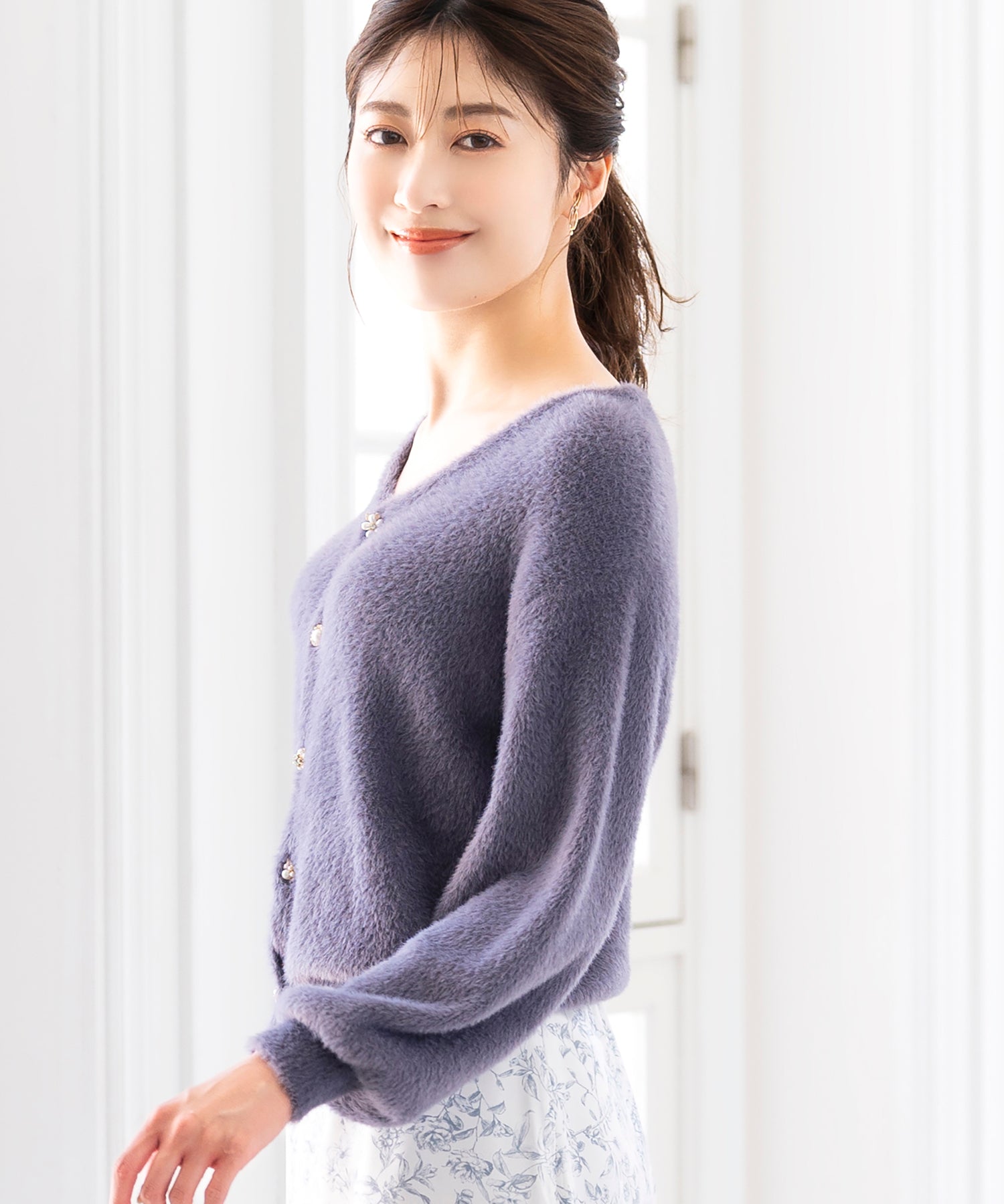 ミッシュマッシュ MISCH MASCH シャギービジューカーディガン/MM338401 (WHITE) WHITE