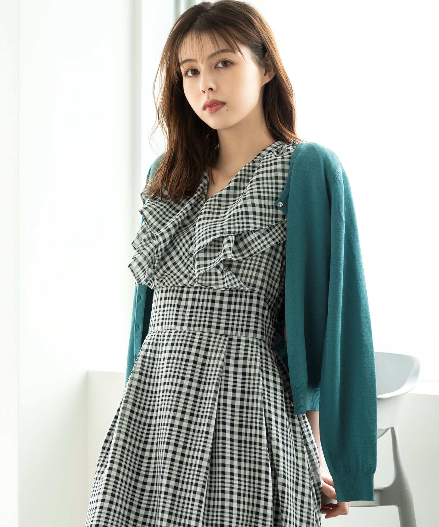 ミッシュマッシュ MISCH MASCH カーディガンランキング1位!【接触冷感】【UV機能】【2024春夏新作】ベーシックビジュー釦カーディガン/MM428406 (GREEN) GREEN