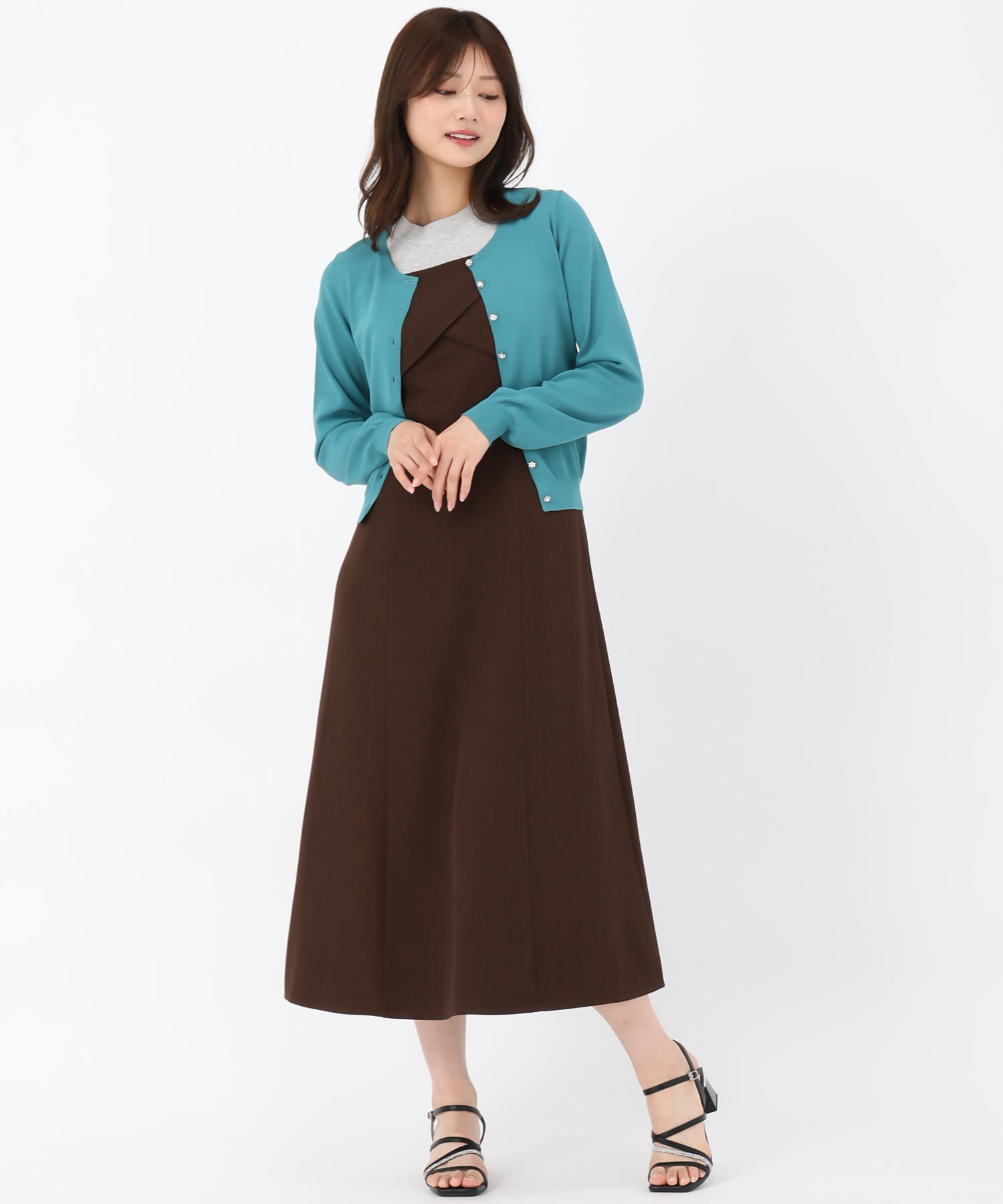 ミッシュマッシュ MISCH MASCH カーディガンランキング1位!【接触冷感】【UV機能】【2024春夏新作】ベーシックビジュー釦カーディガン/MM428406 (GREEN) GREEN