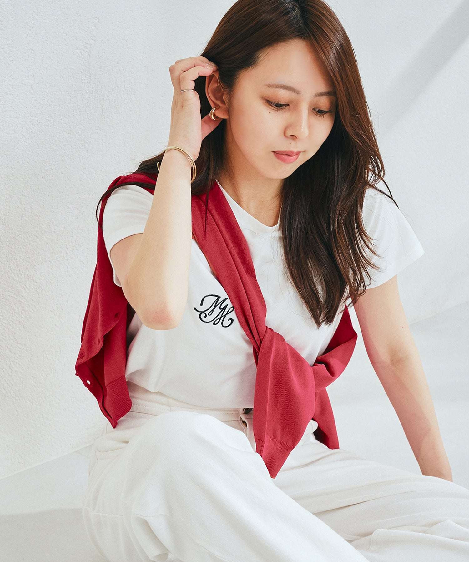 ミッシュマッシュ MISCH MASCH カーディガンランキング1位!【接触冷感】【UV機能】【2024春夏新作】ベーシックビジュー釦カーディガン/MM428406 (GREEN) GREEN