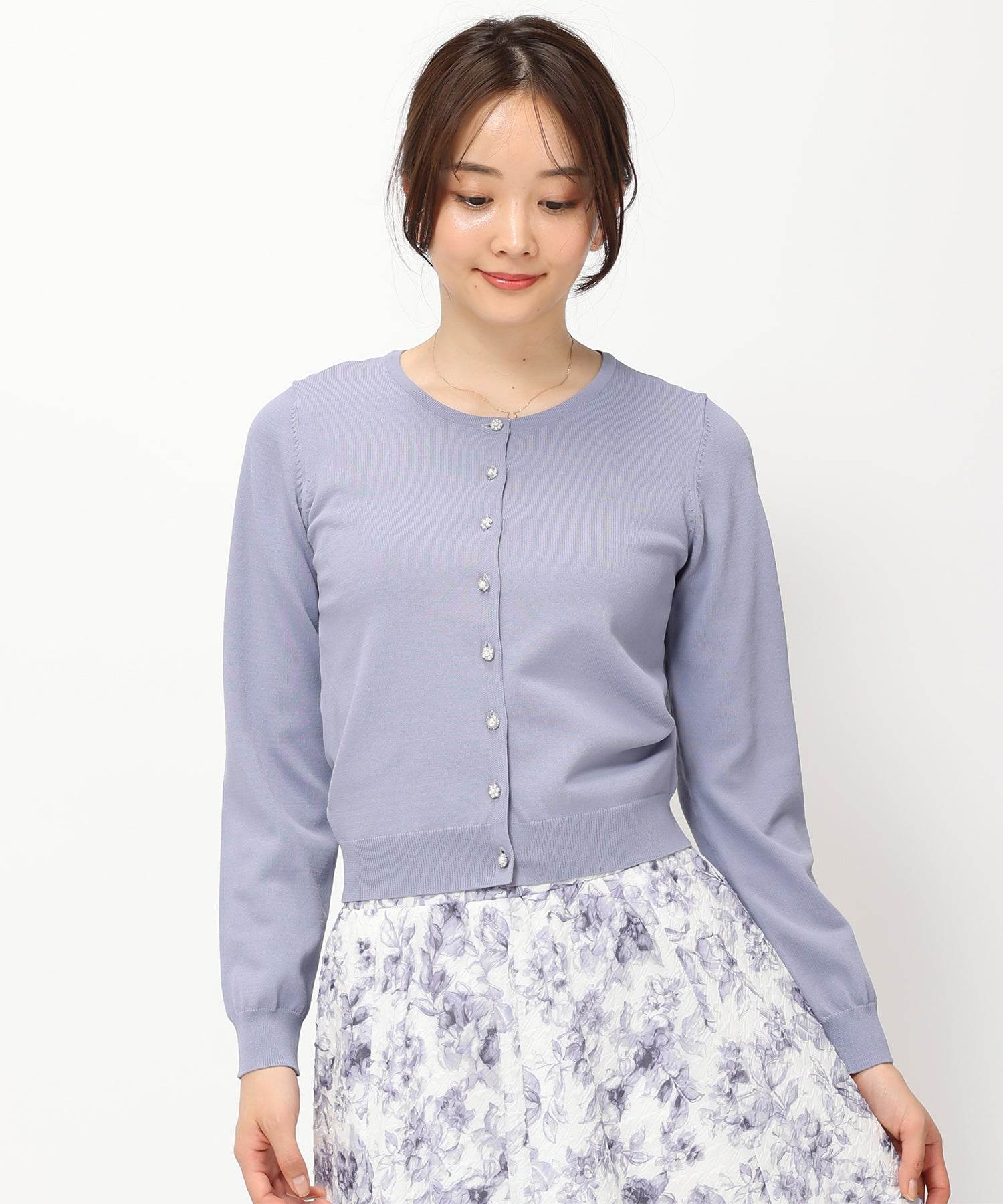 ミッシュマッシュ MISCH MASCH カーディガンランキング1位!【接触冷感】【UV機能】【2024春夏新作】ベーシックビジュー釦カーディガン/MM428406 (GREEN) GREEN