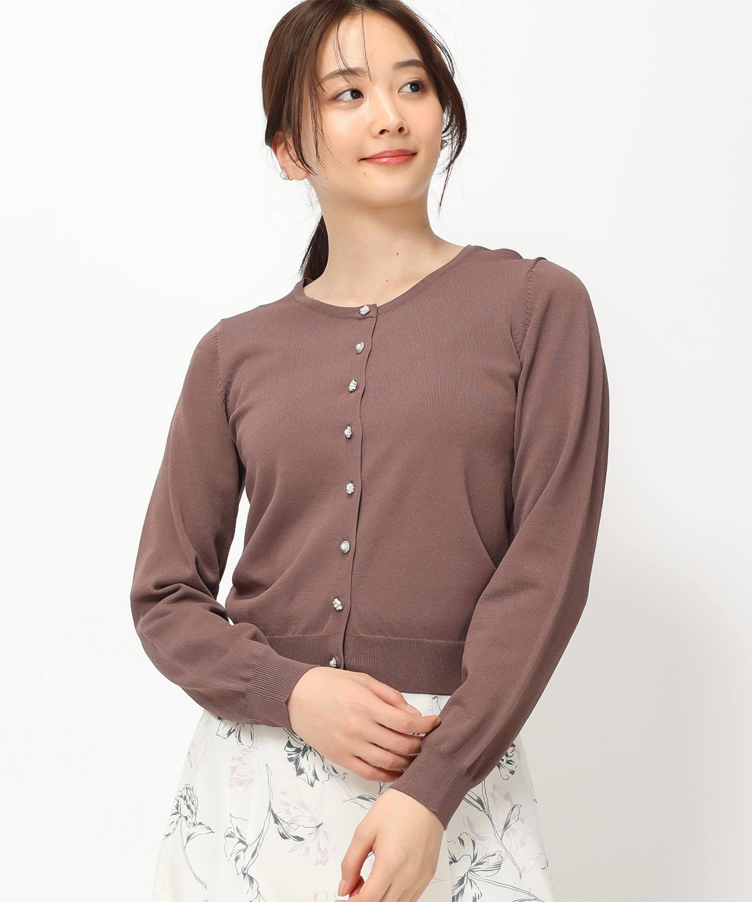 ミッシュマッシュ MISCH MASCH カーディガンランキング1位!【接触冷感】【UV機能】【2024春夏新作】ベーシックビジュー釦カーディガン/MM428406 (GREEN) GREEN