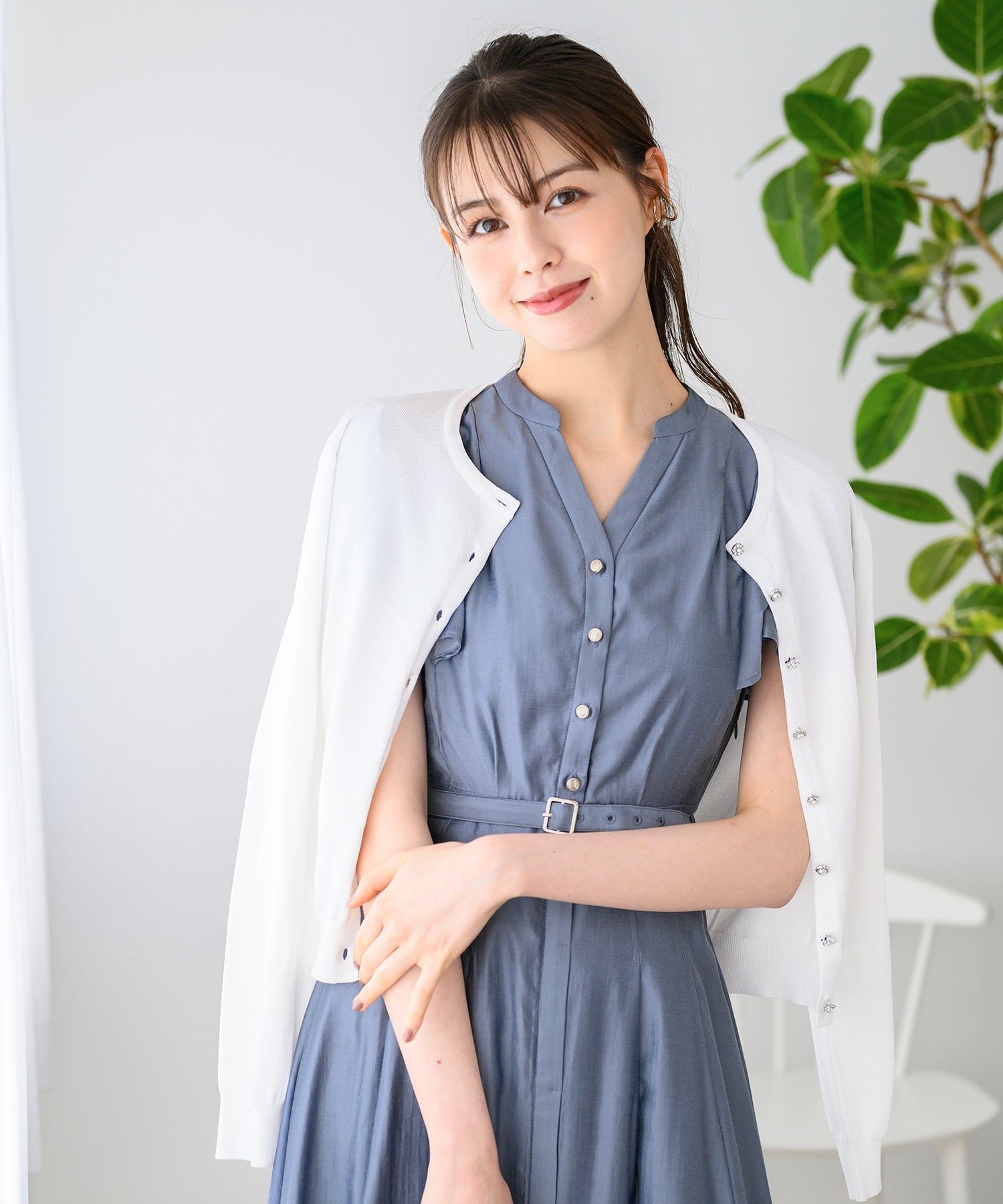 ミッシュマッシュ MISCH MASCH カーディガンランキング1位!【接触冷感】【UV機能】【2024春夏新作】ベーシックビジュー釦カーディガン/MM428406 (WHITE) WHITE