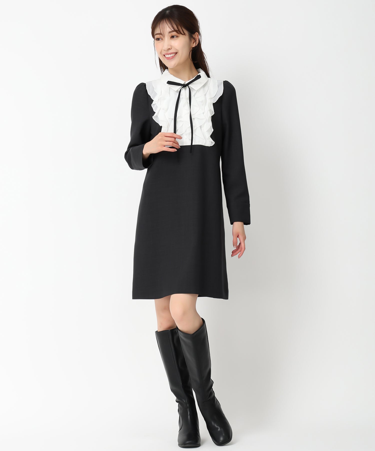 ミッシュマッシュ MISCH MASCH 【2024秋冬新作】フリルブラウスミニワンピース/MM447404 (BLACK) BLACK