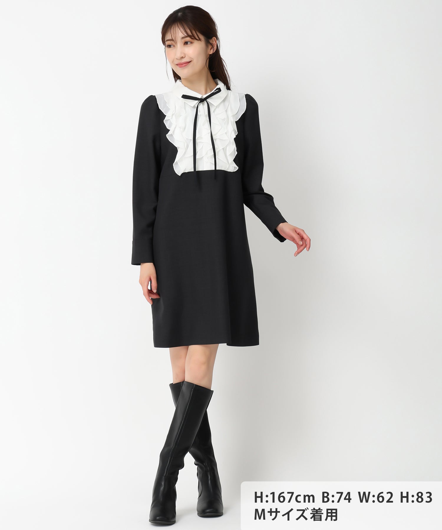 ミッシュマッシュ MISCH MASCH 【2024秋冬新作】フリルブラウスミニワンピース/MM447404 (BLACK) BLACK