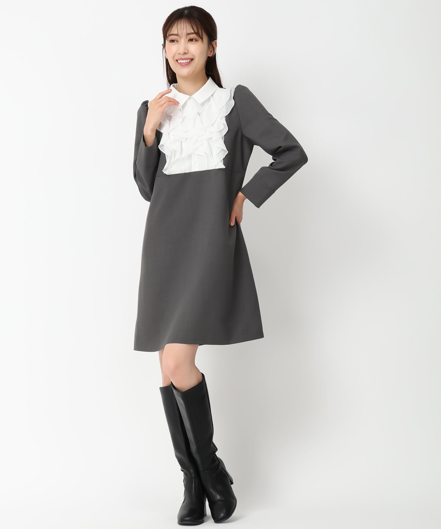 ミッシュマッシュ MISCH MASCH 【2024秋冬新作】フリルブラウスミニワンピース/MM447404 (BLACK) BLACK