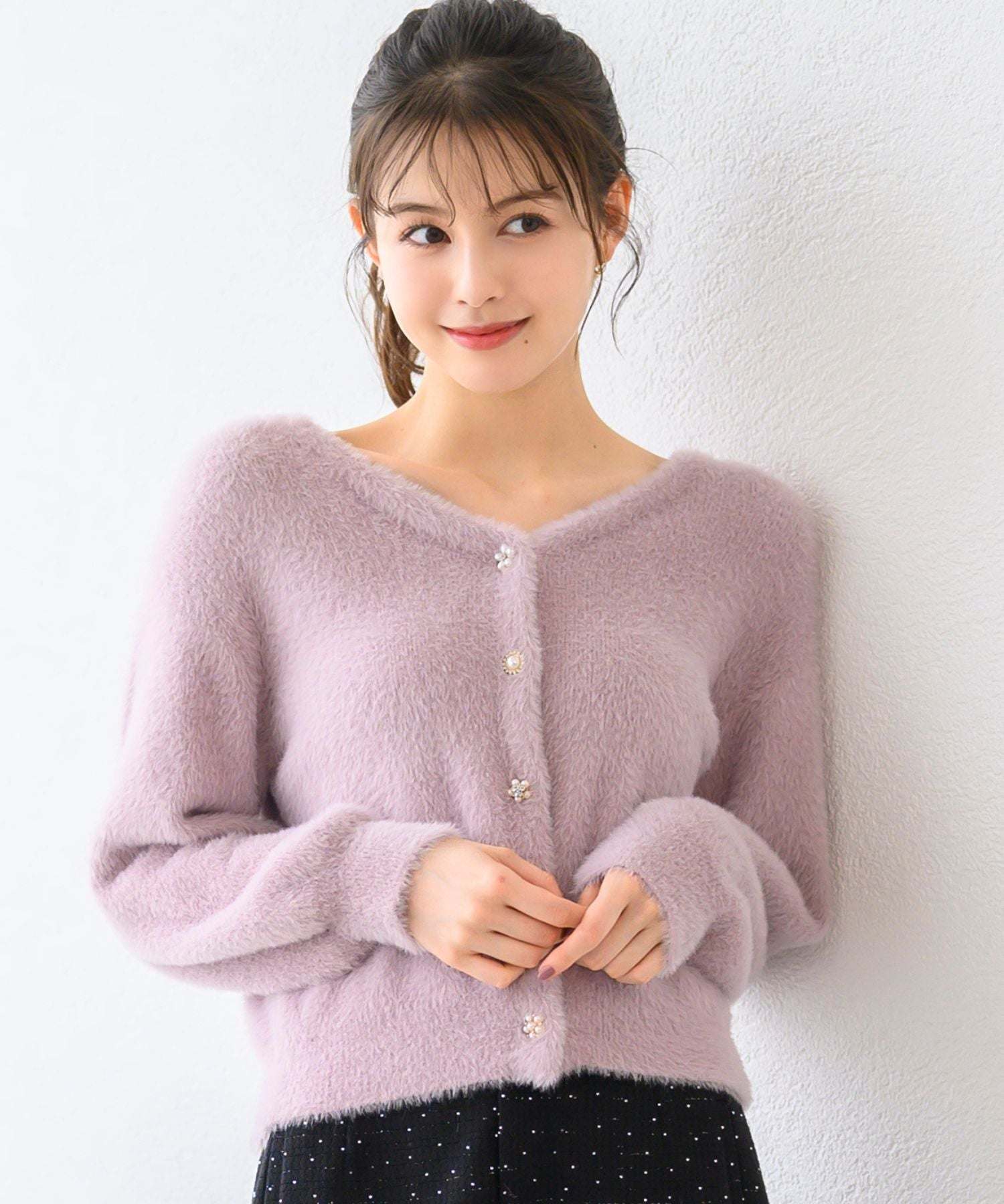 ミッシュマッシュ MISCH MASCH シャギービジューカーディガン/MM338401